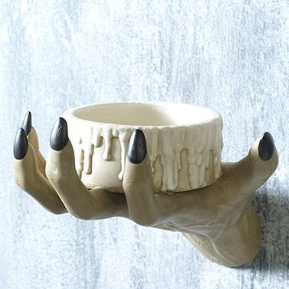 🎃NWT Halloween Creepy Hand Wall Hanger Candleholder with LED Candle